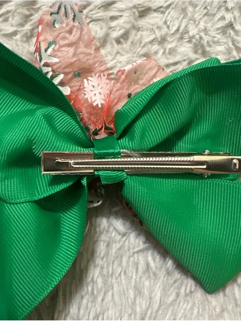 Light up Green Holiday Snowflake Light-Up Hair Bow for Kids